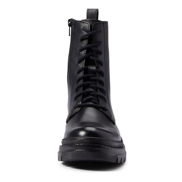 STEVE MADDEN • Black Jamisyn Leather Combat Boots - Picture 2 of 16